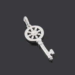 14K White Gold Round Diamond Key Pendant 0.33ct 13 14K White Gold Round Diamond Key Pendant 0.33ct -H'Hen Sale Store 14k gold round diamond key pendant 033ct p 30607box