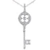 14K White Gold Round Diamond Key Pendant 0.38ct 12.5mm