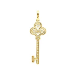 14K White Gold Round Diamond Key Pendant 1.57ct -H'Hen Sale Store 14k gold round diamond key pendant 157ct p 30603 backye