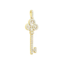 14K White Gold Round Diamond Key Pendant 1.57ct -H'Hen Sale Store 14k gold round diamond key pendant 157ct p 30603 ye