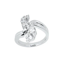 14K White Gold Round Diamond Ladies Ring 0.50ct 14.7mm