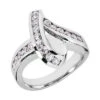 14K White Gold Round Diamond Ladies Ring 0.80ct 18.8mm