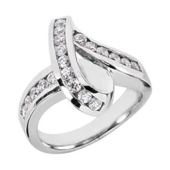 14K White Gold Round Diamond Ladies Ring 0.80ct 18.8mm