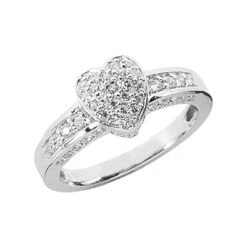14K White Gold Round Diamond Ladies Ring 0.81ct 8.9mm