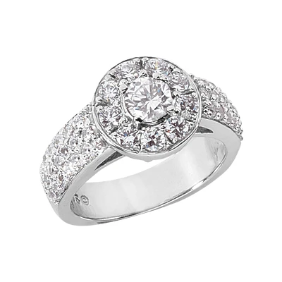 14K White Gold Round Diamonds Ladies Ring 1.27ct 3 14K White Gold Round Diamonds Ladies Ring 1.27ct