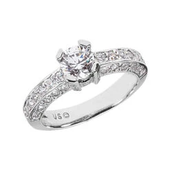 14K White Gold Round Diamond Ladies Ring 1.83ct 4.1mm
