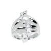 14K White Gold Extra Wide Round Diamonds Designer Ring For Ladies 1ct