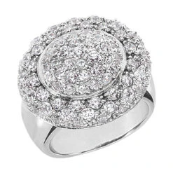 14K White Gold Round Diamond Ladies Ring 2.52ct 20.4mm