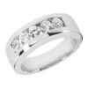 14K White Gold Round Diamond Men's Wedding Band 1.25ct