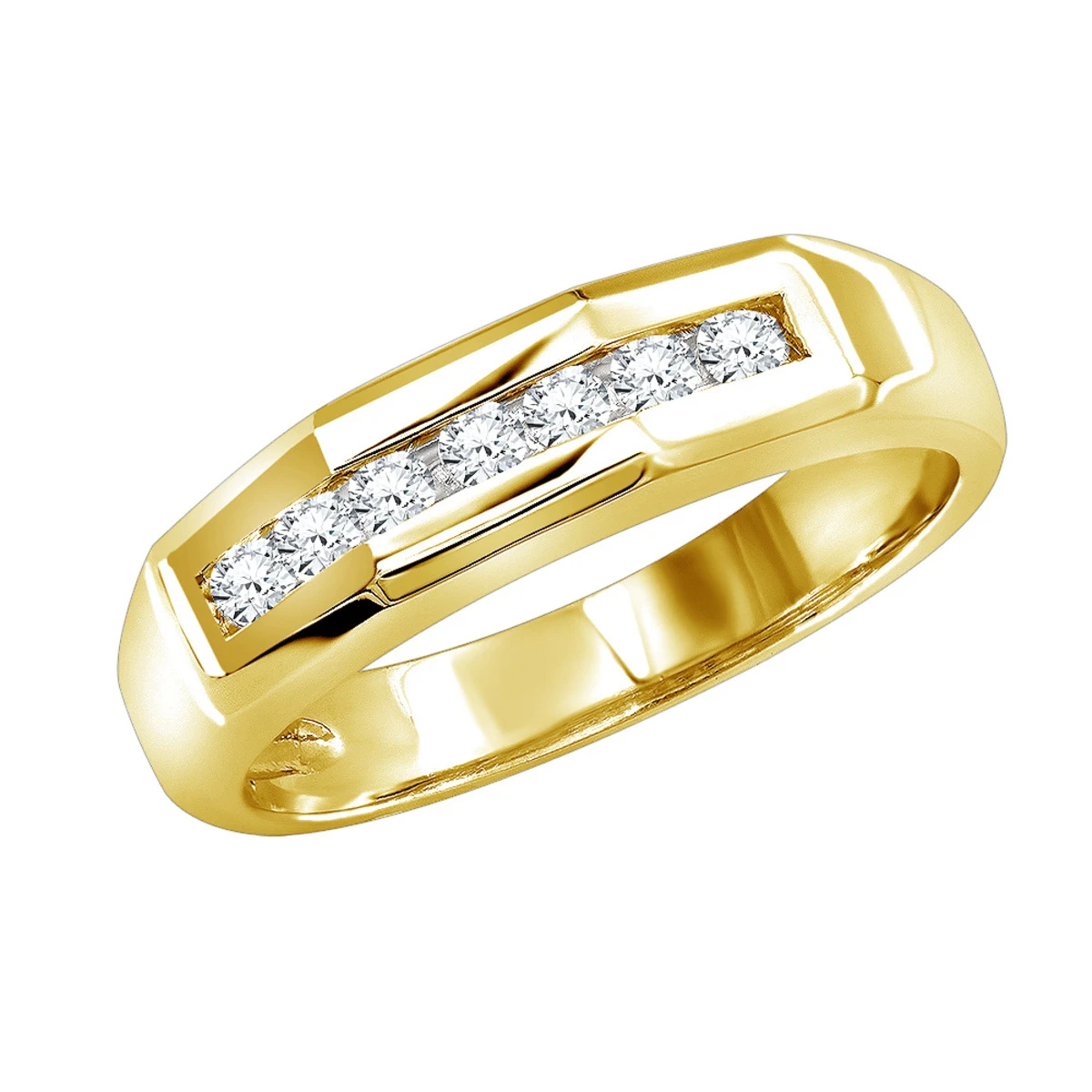 14K White Gold Round Diamond Men's Wedding Ring 0.21ct 4 14K White Gold Round Diamond Men's Wedding Ring 0.21ct - Image 2