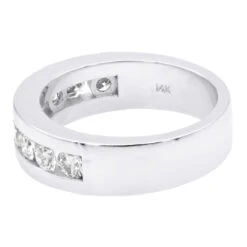 14K White Gold Round Diamond Men's Wedding Ring 1.08ct -H'Hen Sale Store 14k gold round diamond mens wedding ring 108ct p 25538 backwh