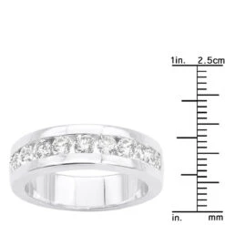 14K White Gold Round Diamond Men's Wedding Ring 1.08ct -H'Hen Sale Store 14k gold round diamond mens wedding ring 108ct p 25538 rulerwh