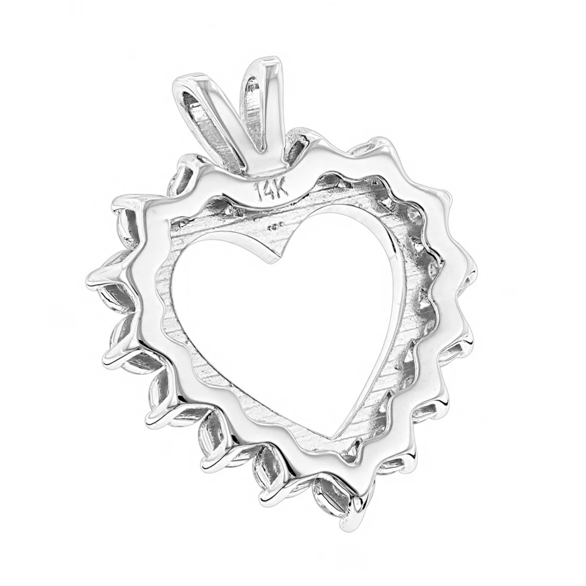 14K White Gold Round Diamond Open Heart Pendant For Women 1.9ct 6 14K White Gold Round Diamond Open Heart Pendant For Women 1.9ct - Image 4