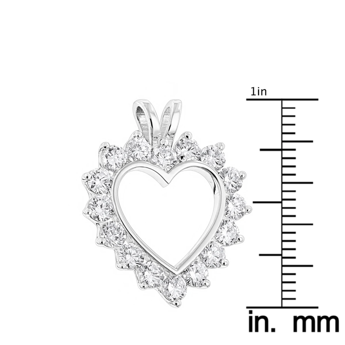 14K White Gold Round Diamond Open Heart Pendant For Women 1.9ct 8 14K White Gold Round Diamond Open Heart Pendant For Women 1.9ct - Image 6