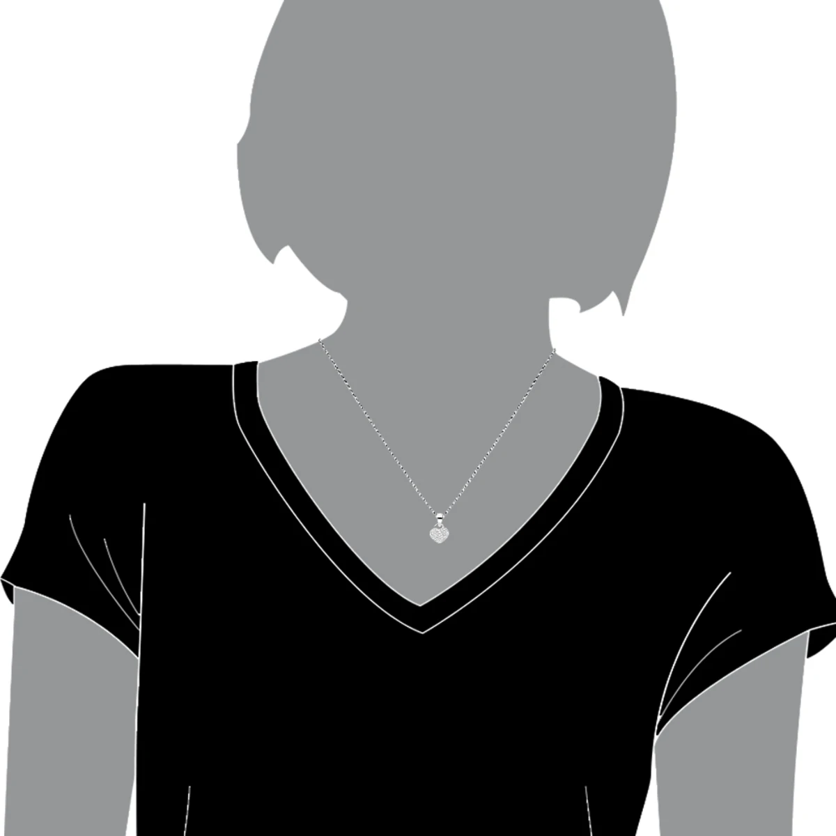 14K White Gold Round Diamond Pave Heart Pendant 0.50ct 3/8in (10mm) 7 14K White Gold Round Diamond Pave Heart Pendant 0.50ct 3/8in (10mm) - Image 5