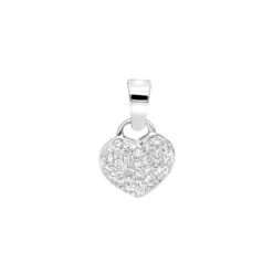 14K White Gold Round Diamond Pave Heart Pendant 0.50ct 3/8in (10mm)