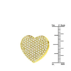 14K White Gold Round Diamond Pave Heart Pendant 1.21ct -H'Hen Sale Store 14k gold round diamond pave heart pendant 121ct p 27788 ruler