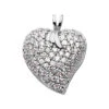 14K White Gold Round Diamond Pave Heart Pendant 1.44ct