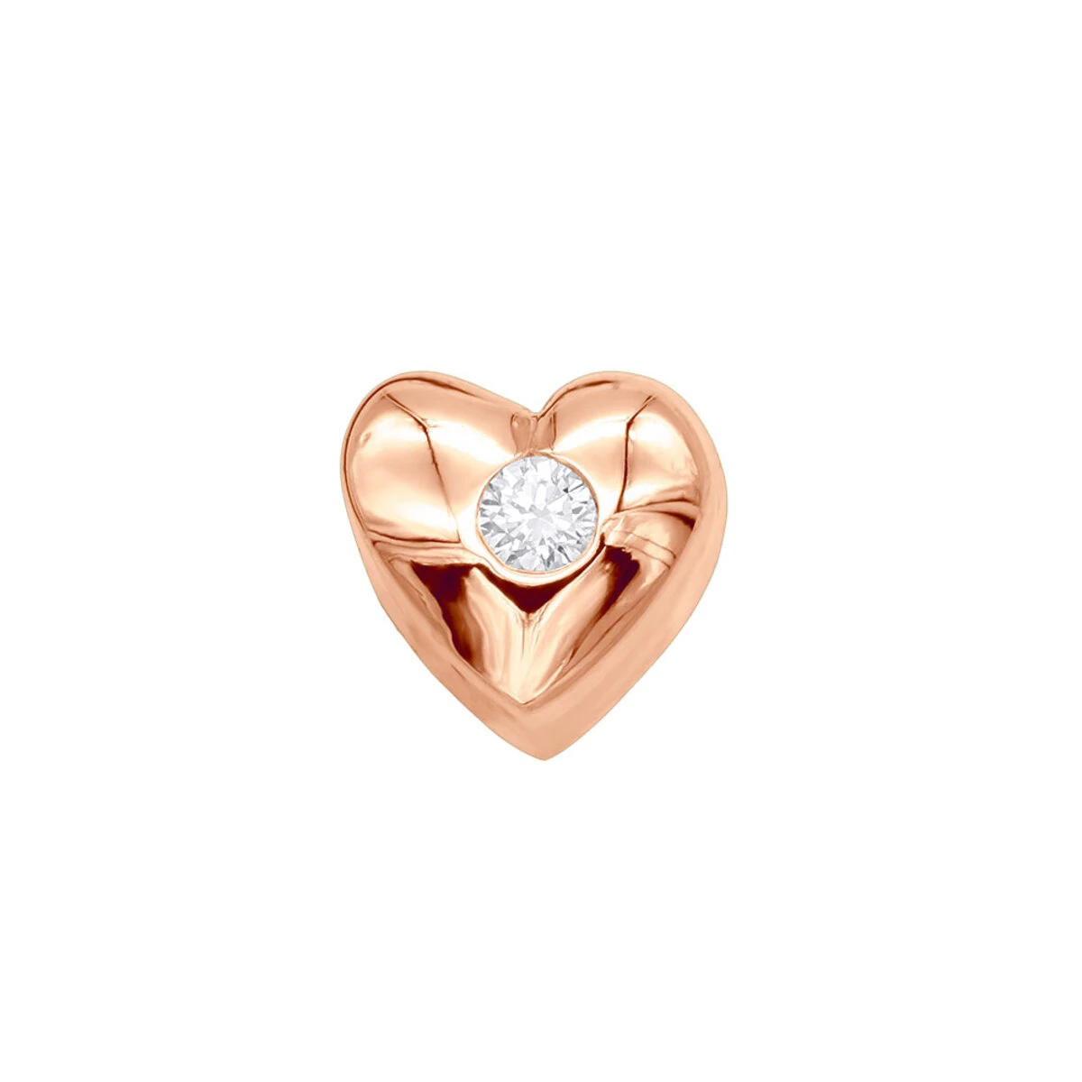 14K Yellow Gold Round Diamond Puffed Heart Pendant 0.03ct 5 14K Yellow Gold Round Diamond Puffed Heart Pendant 0.03ct - Image 3