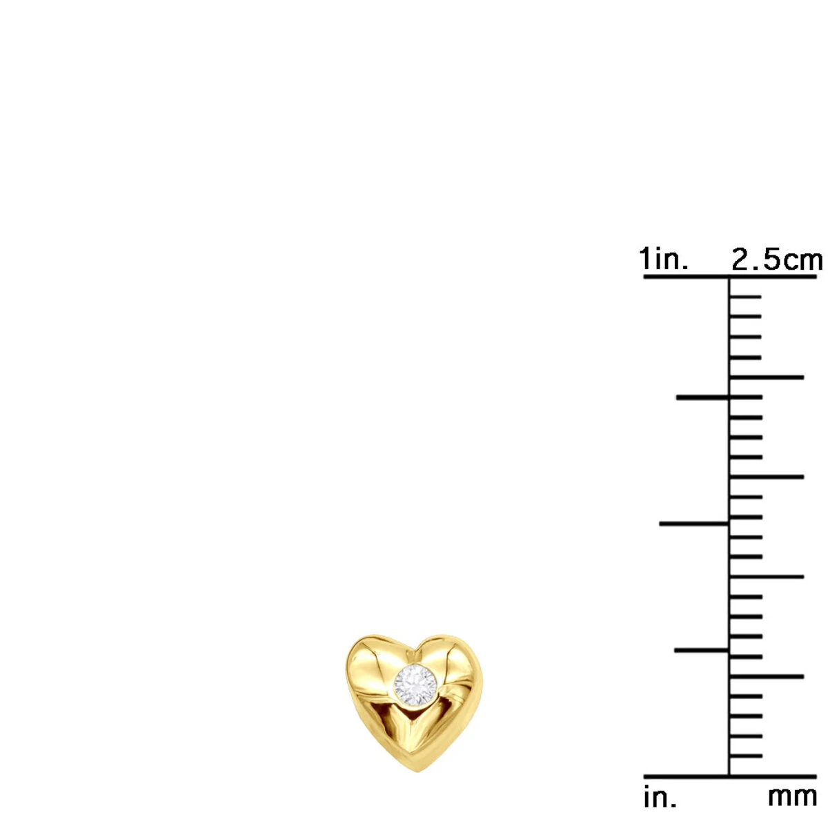 14K Yellow Gold Round Diamond Puffed Heart Pendant 0.03ct 7 14K Yellow Gold Round Diamond Puffed Heart Pendant 0.03ct - Image 5
