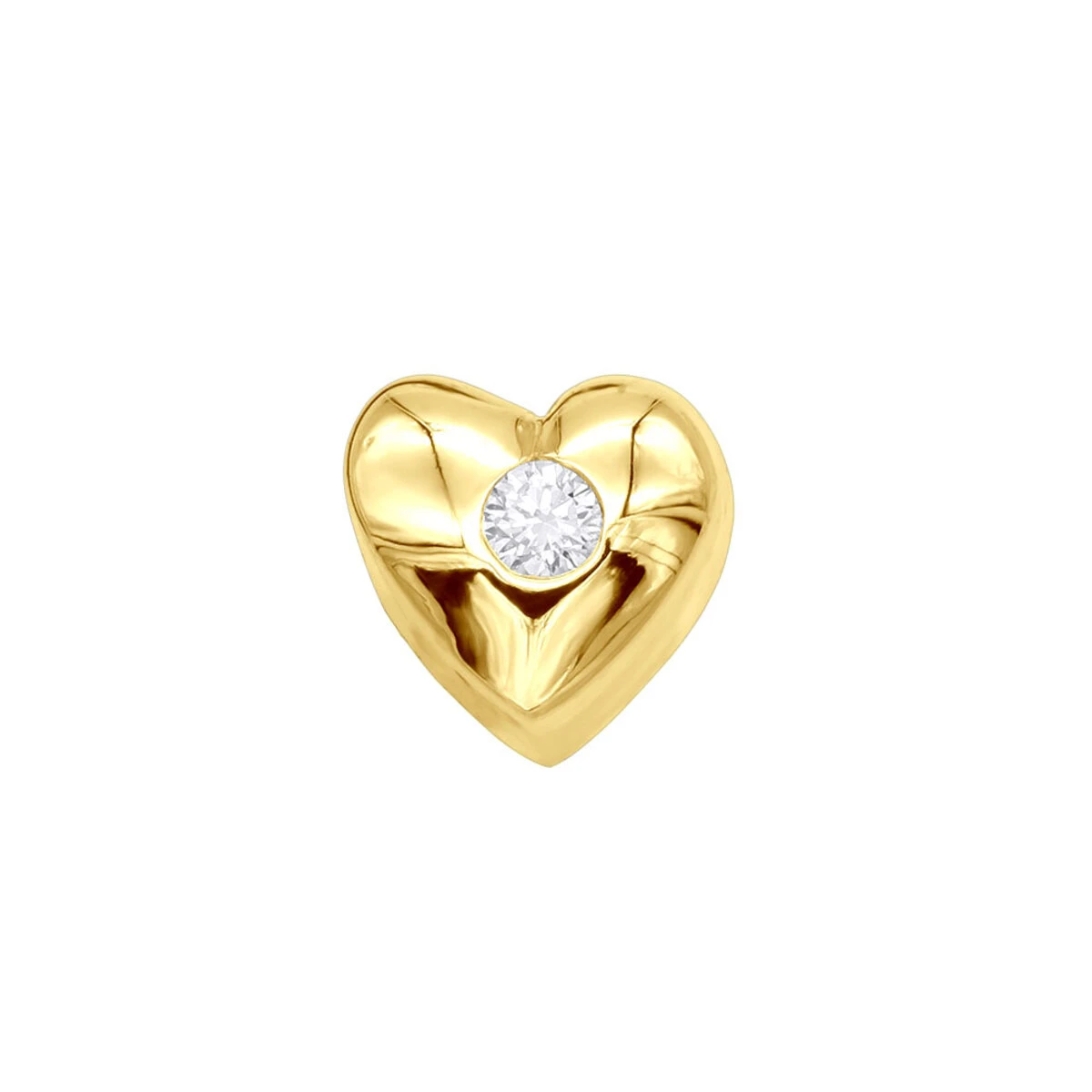 14K Yellow Gold Round Diamond Puffed Heart Pendant 0.03ct 3 14K Yellow Gold Round Diamond Puffed Heart Pendant 0.03ct