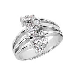 14K White Gold Round Diamond Right Hand Ring 0.76ct