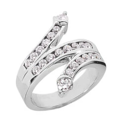 14K White Gold Round Diamond Right Hand Ring 0.90ct