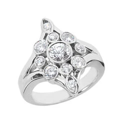 14K White Gold Round Diamond Right Hand Ring 1.11ct