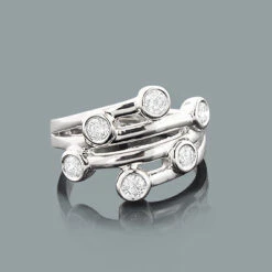 14K White Gold Round Diamond Right Hand Women's Ring 0.60ct -H'Hen Sale Store 14k gold round diamond right hand womens ring 060ct p 29811box