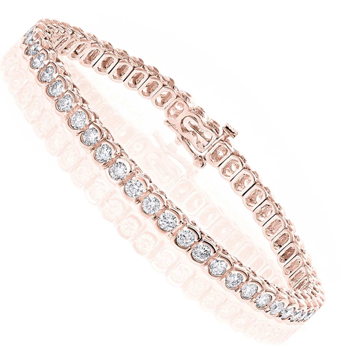 Round Diamond 14K White Gold Women's Tennis Bracelet 4.70ct 5 Round Diamond 14K White Gold Women's Tennis Bracelet 4.70ct - Image 3