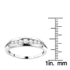 14K White Gold Round Diamond Wedding Band For Women 0.38ct 7 Stone Ring -H'Hen Sale Store 14k gold round diamond wedding band for women 038ct 7 stone ring rulerwh