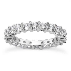 Thin 14K White Gold Round Diamonds Eternity Band 3.10ct