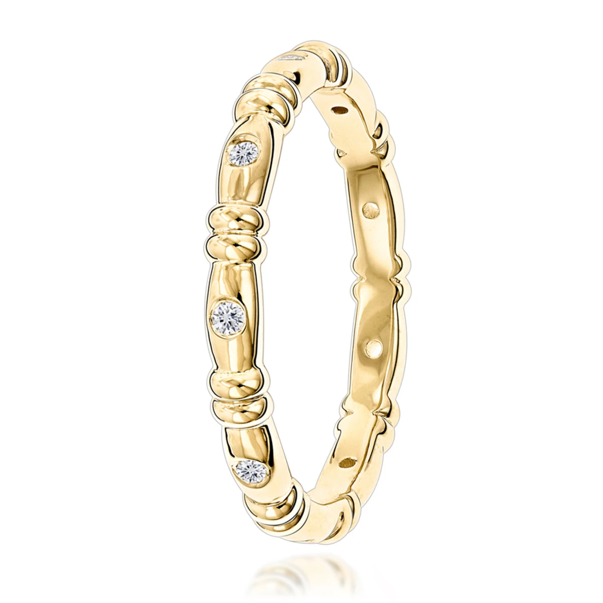 14K Yellow Gold Round Diamonds Eternity Ring For Women 0.14ct 6 14K Yellow Gold Round Diamonds Eternity Ring For Women 0.14ct - Image 4