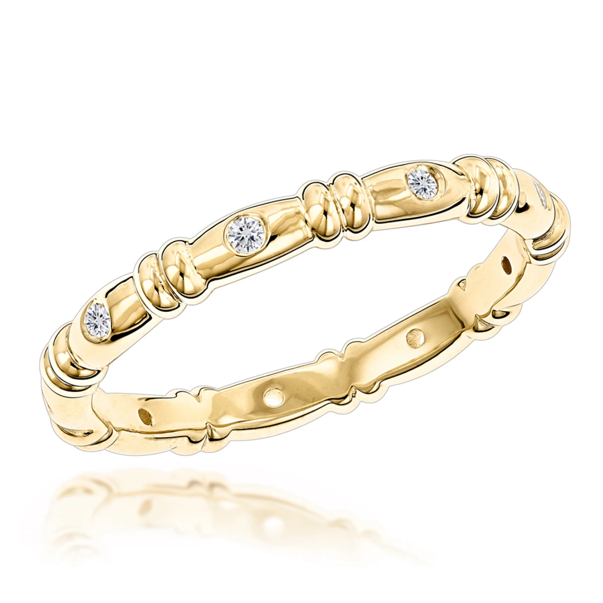 14K Yellow Gold Round Diamonds Eternity Ring For Women 0.14ct 3 14K Yellow Gold Round Diamonds Eternity Ring For Women 0.14ct