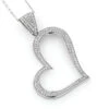 14K White Gold Round Pave Diamond Heart Pendant 0.5ct
