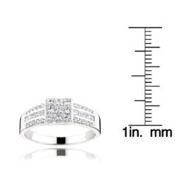 14K White Gold Round Princess Cut Diamond Ring 1.25ct Wedding Band -H'Hen Sale Store 14k gold round princess cut diamond ring 130ct p 6675 rulerwh