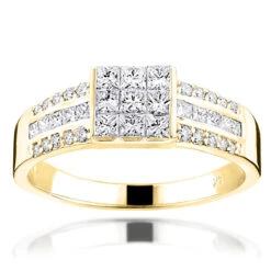 14K White Gold Round Princess Cut Diamond Ring 1.25ct Wedding Band -H'Hen Sale Store 14k gold round princess cut diamond ring 130ct p 6675 ye