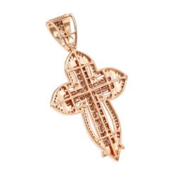 14K Rose Gold Round Princess Diamond Cross Pendant 2.14ct -H'Hen Sale Store 14k gold round princess diamond cross pendant 214ct p 6604 backwh