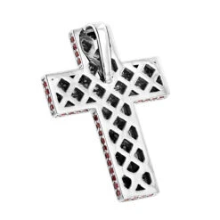 14K White Gold Ruby Cross Pendant Round Princess Cut 2.85ct By Luxurman -H'Hen Sale Store 14k gold ruby cross pendant round princess cut 285ct by luxurman backwh