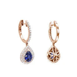 14K White Gold Sapphire Diamond Pear Shape Drop Earrings For Women By Luxurman 10 14K White Gold Sapphire Diamond Pear Shape Drop Earrings For Women By Luxurman -H'Hen Sale Store 14k gold sapphire diamond pear shape drop earrings for women by luxurman ro