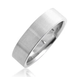 14K White Gold Satin Wedding Band For Men 6 14K White Gold Satin Wedding Band For Men -H'Hen Sale Store 14k gold satin wedding band for men 2