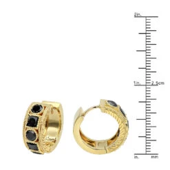 14K White Gold Single Men's Diamond Earring Unique Small Black Diamond Hoop 1.5ct -H'Hen Sale Store 14k gold single mens diamond earring unique small black diamond hoop 1 5ct ruler yellow 1