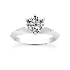 14K White Gold Six-Prong Engagement Ring Mounting 3mm