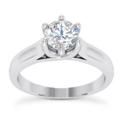 14K White Gold Six-Prong Engagement Ring Mounting 3.2mm