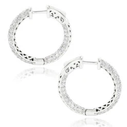 14K White Gold Small Inside Out Diamond Hoop Earrings For Women 2.7ct 1 Inch 11 14K White Gold Small Inside Out Diamond Hoop Earrings For Women 2.7ct 1 Inch -H'Hen Sale Store 14k gold small inside out diamond hoop earrings 242ct p 6933 backwh