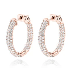 14K White Gold Small Inside Out Diamond Hoop Earrings For Women 2.7ct 1 Inch 10 14K White Gold Small Inside Out Diamond Hoop Earrings For Women 2.7ct 1 Inch -H'Hen Sale Store 14k gold small inside out diamond hoop earrings 242ct p 6933 ro