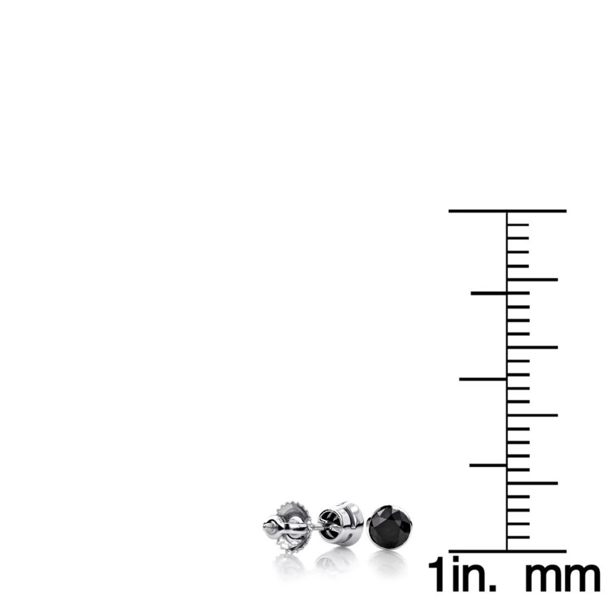 14K White Gold Solitaire Black Round Diamond Bezel Stud Earrings 0.25ct 3mm 7 14K White Gold Solitaire Black Round Diamond Bezel Stud Earrings 0.25ct 3mm - Image 5