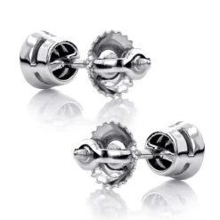 14K White Gold Solitaire Black Round Diamond Stud Earrings 0.33ct 3.5mm 11 14K White Gold Solitaire Black Round Diamond Stud Earrings 0.33ct 3.5mm -H'Hen Sale Store 14k gold solitaire black round diamond bezel stud earrings 033ct 1 backwh