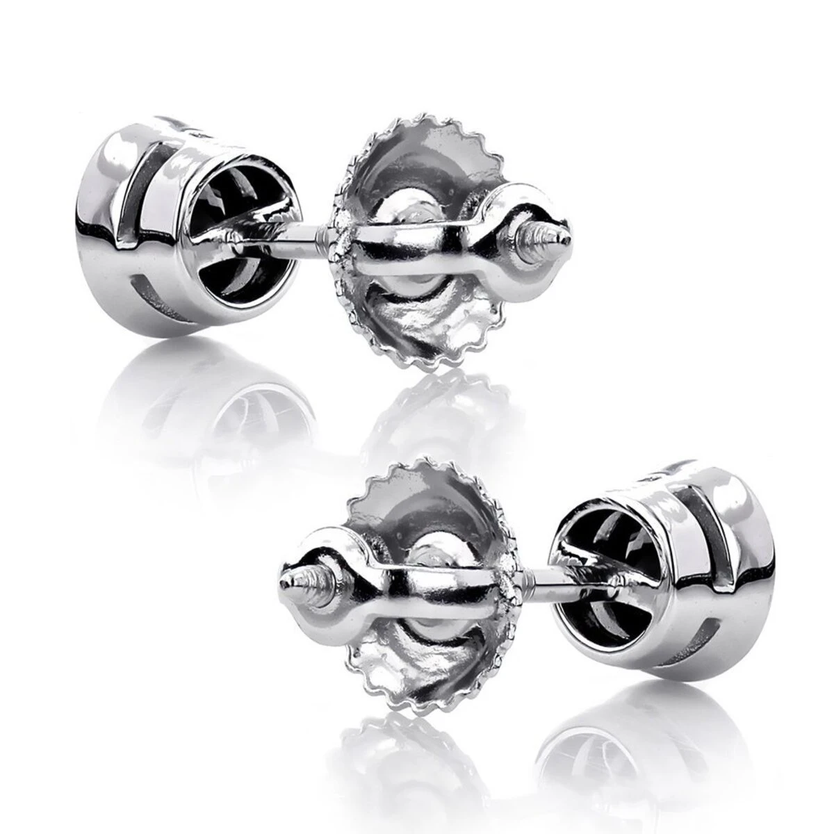 14K White Gold Solitaire Black Round Diamond Stud Earrings 0.33ct 3.5mm 6 14K White Gold Solitaire Black Round Diamond Stud Earrings 0.33ct 3.5mm - Image 4