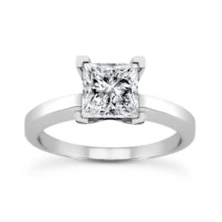 14K White Gold Low Set Solitaire Engagement Ring 0.40ct 2.8mm